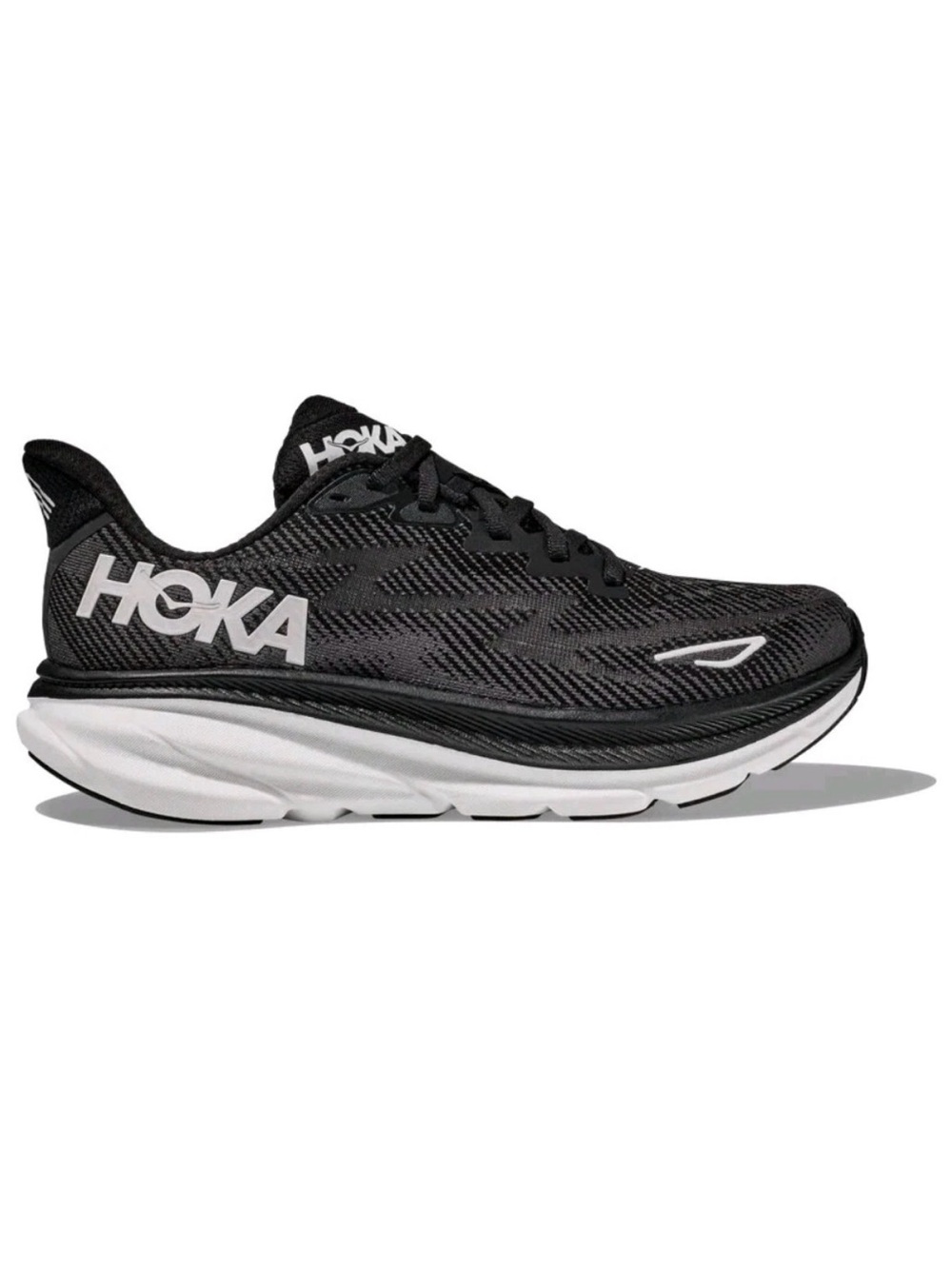 Hoka One One Clifton 9 Running Shoes Black White 1119394-BWHT Women's 7.5 B